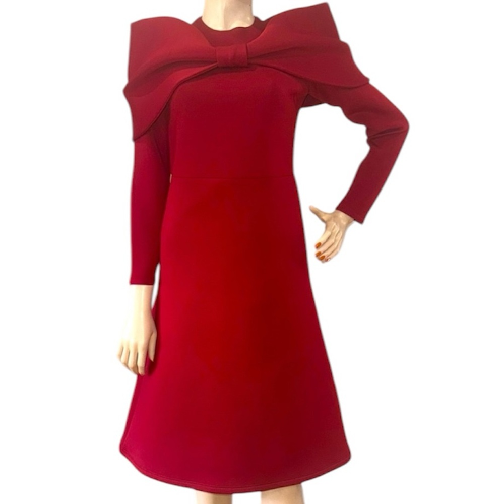 Red Neoprene Bow Front Dress